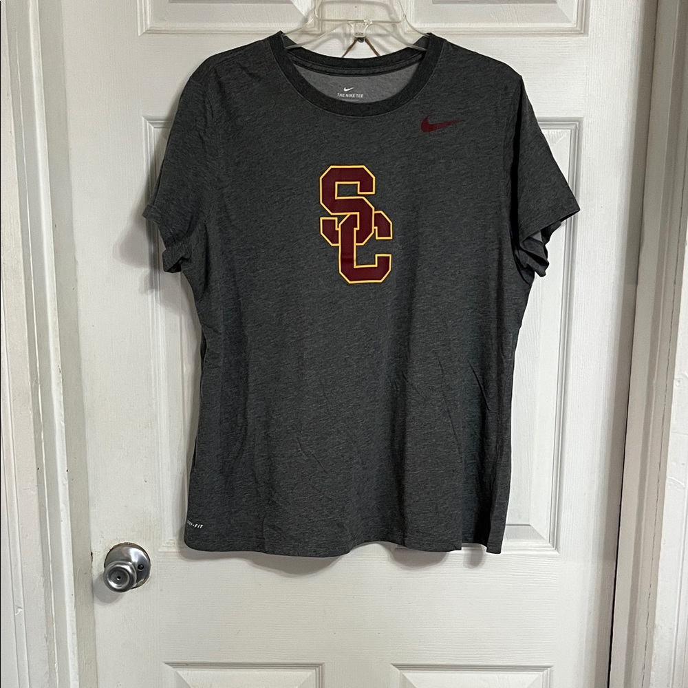 Nike Dark Gray USC T-Shirt with Maroon and Gold Logo